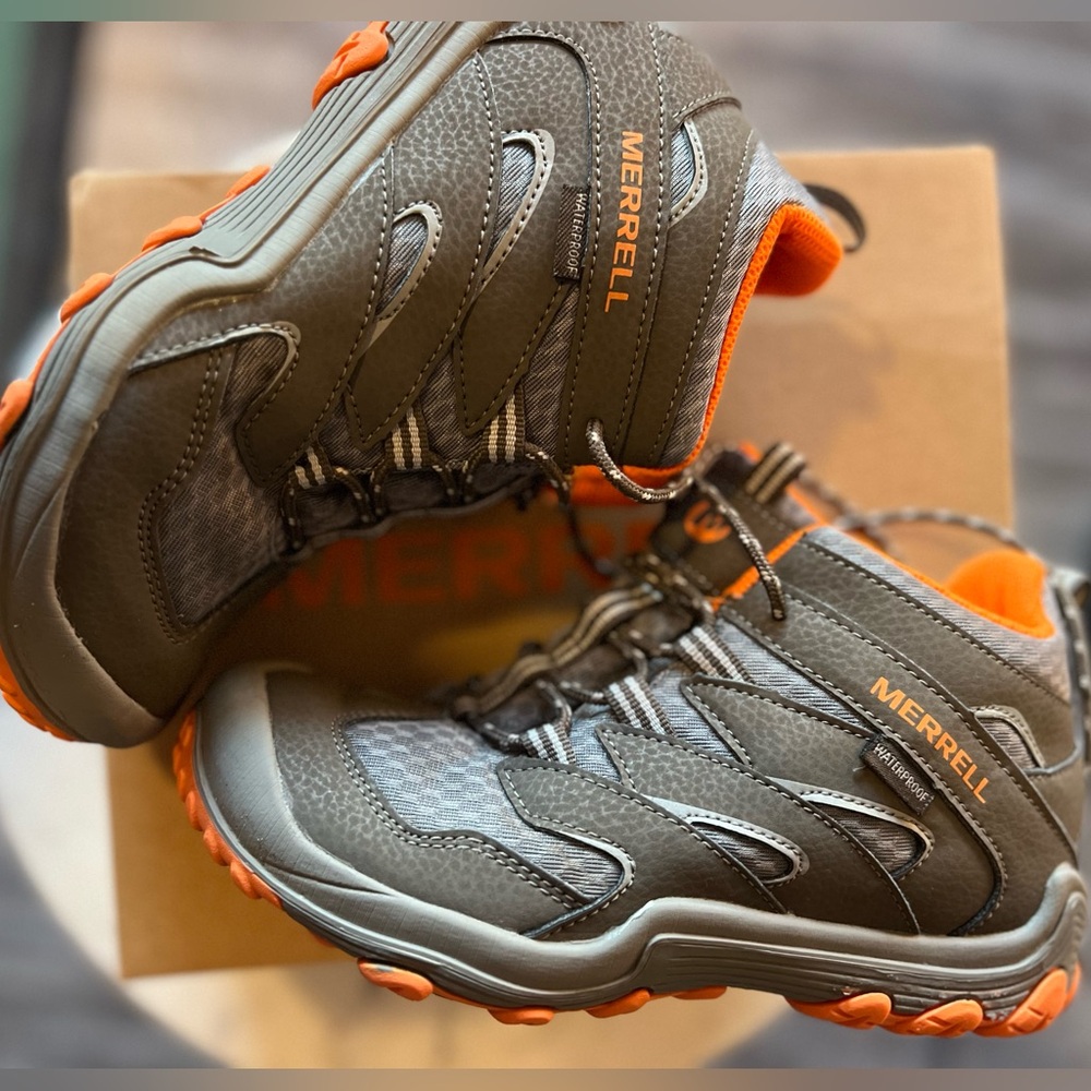 Merrell Kids Gray and Orange Hiking Boots